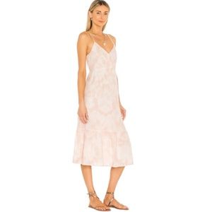 RAILS MIDI Dress XL LINEN Blend DELILAH Pink Tie Dye Adj. Spaghetti Straps $188